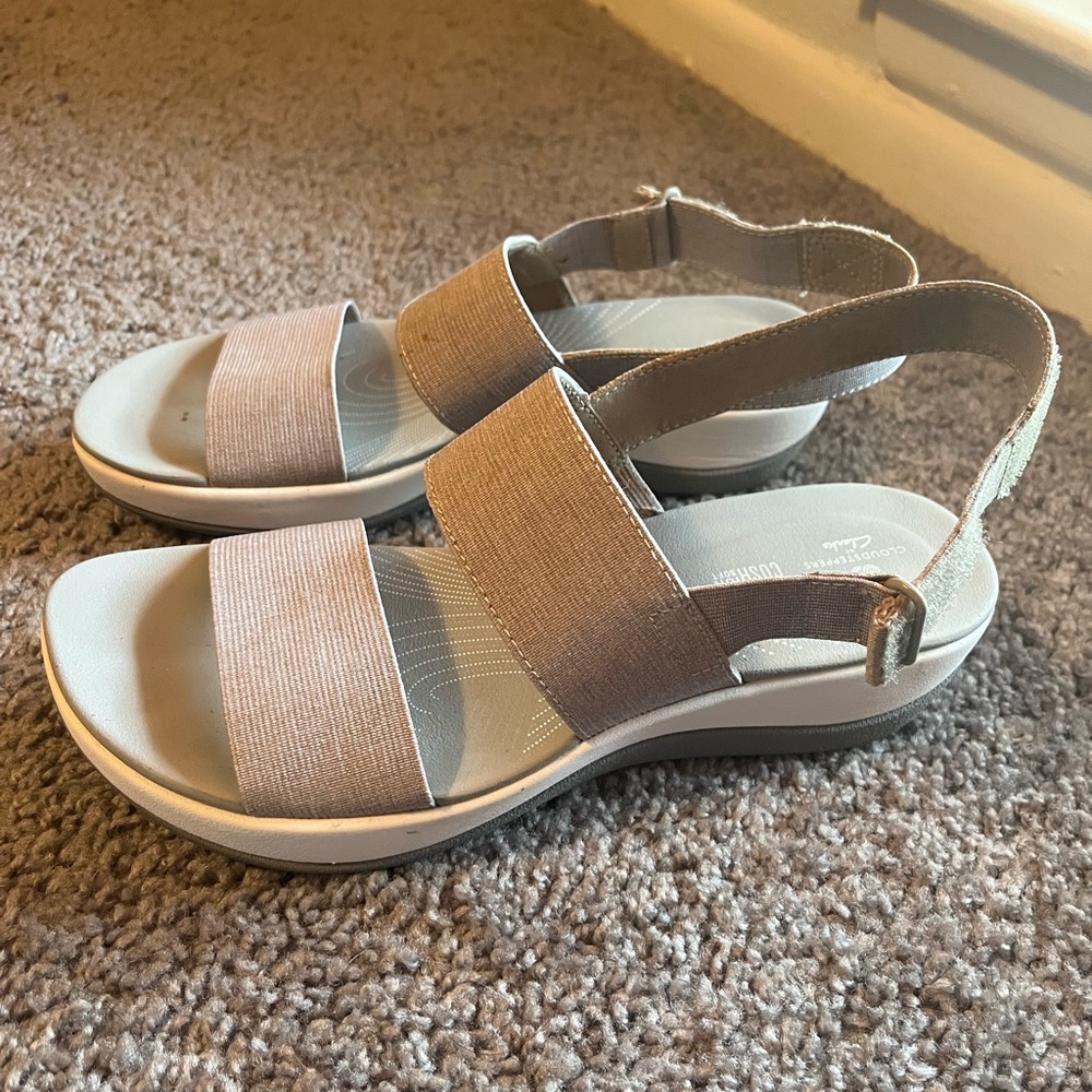 Gray Clarks Sandals